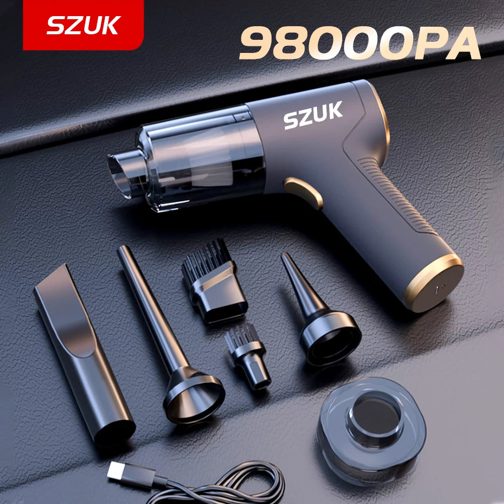 SZUK 98000PA Car Vacuum Cleaner Mini Powerful Cleaning Machine Strong Suction Handheld for Car  Wireless Portable Home Appliance.
