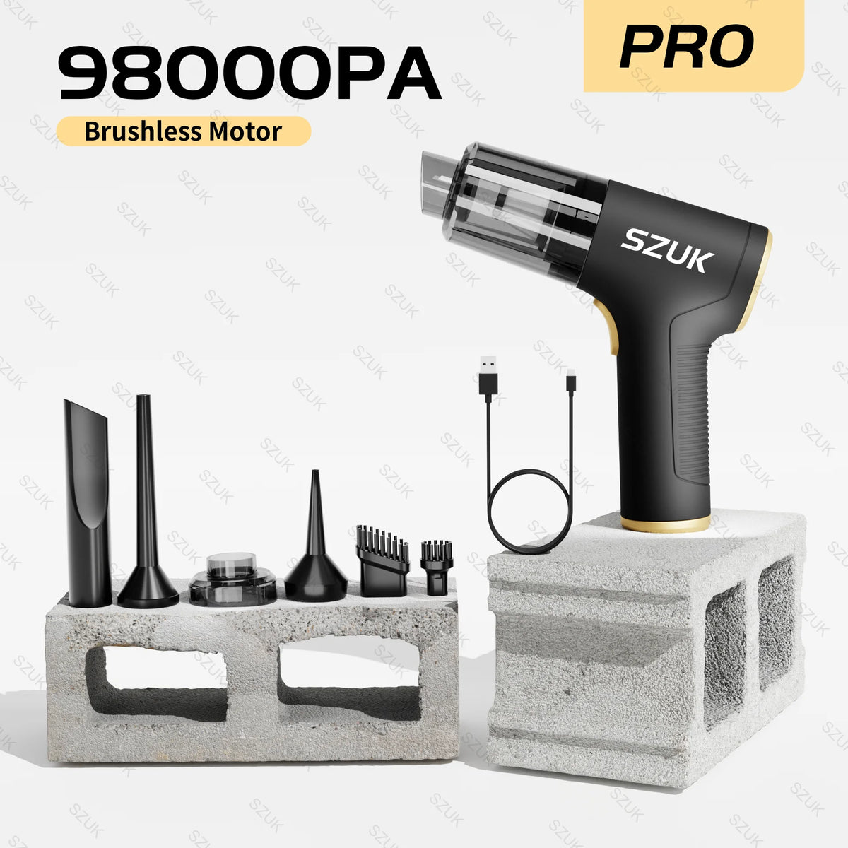 SZUK 98000PA Car Vacuum Cleaner Mini Powerful Cleaning Machine Strong Suction Handheld for Car  Wireless Portable Home Appliance.
