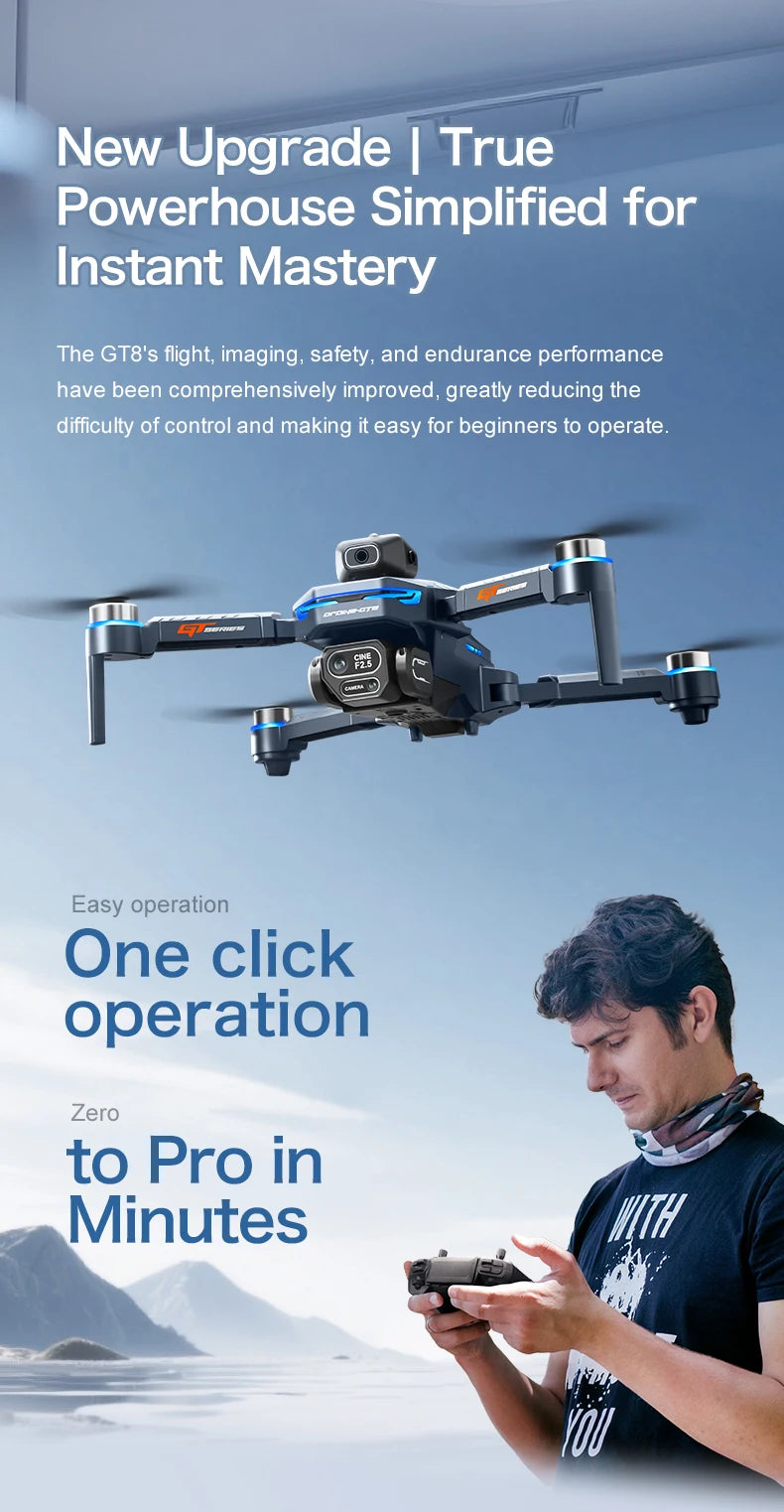 GT8 PRO 4K Drone - 4.3" Screen | GPS Obstacle Avoidance | 8K Dual Camera