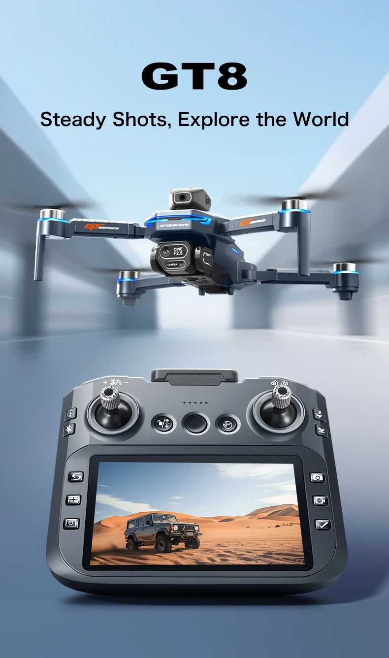GT8 PRO 4K Drone - 4.3" Screen | GPS Obstacle Avoidance | 8K Dual Camera