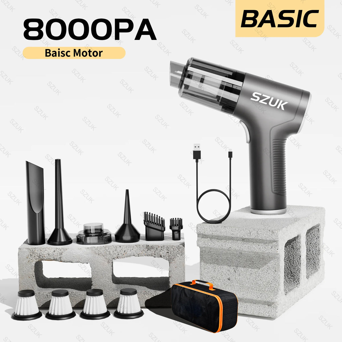 SZUK 98000PA Car Vacuum Cleaner Mini Powerful Cleaning Machine Strong Suction Handheld for Car  Wireless Portable Home Appliance.