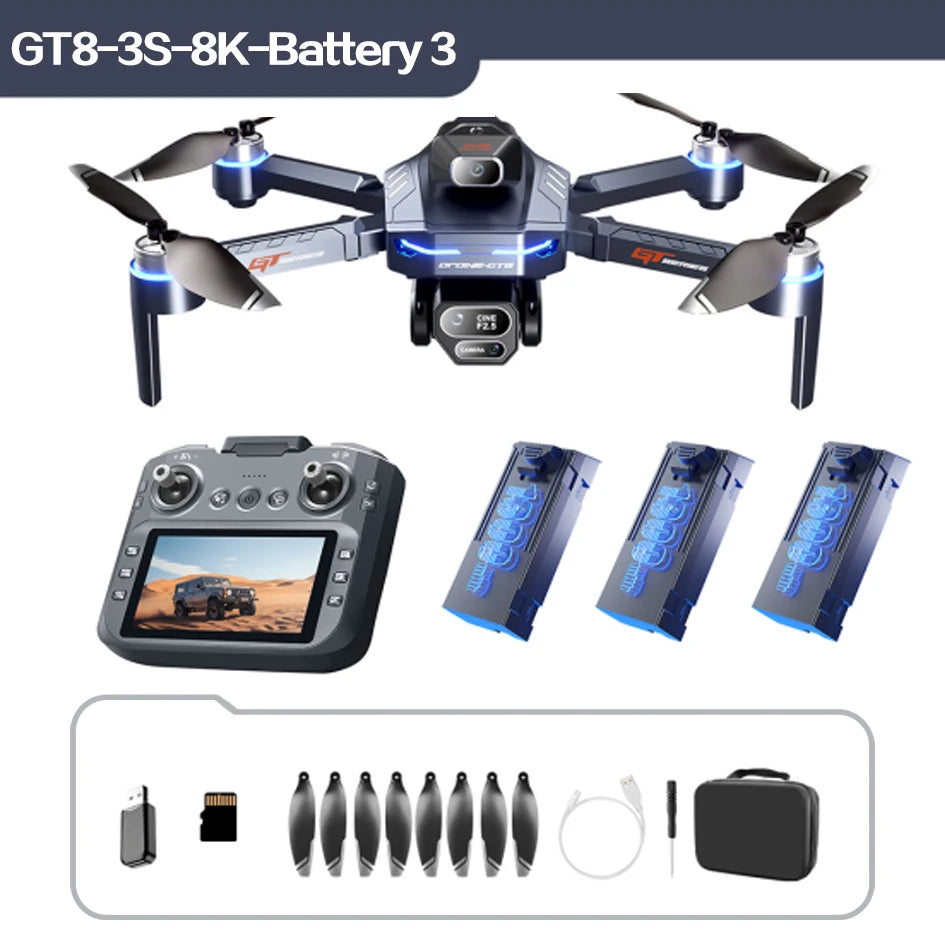 GT8 PRO 4K Drone - 4.3" Screen | GPS Obstacle Avoidance | 8K Dual Camera